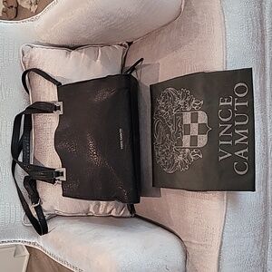 Black LeatherVince Camuto Adela Satchel with GIANT dust bag.